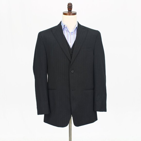 Sean John 44L 36x30 Black Full Suit 2-Button Stripe R623 - Picture 6 of 15